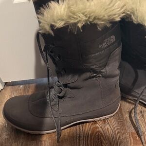 The North Face Women's Gray Winter Boots with Fur Trim